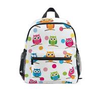 GAIREG Mochila para niños y niñas, diseño de búho, color blanco, mini bolsa de viaje con etiqueta para el nombre, Lindo Búho de dibujos animados blanco, 6-8 Jahre, Mochilas lindas