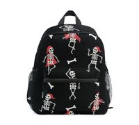 GAIREG Mochila para niños y niñas, diseño de esqueletos bailarines juguetones, color negro, bolsa de viaje con etiqueta de nombre, Playful Dancing Skeletons Bones Black, 6-8 Years, Lindas mochilas