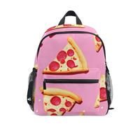 GAIREG Mochila rosa pizza para niños y niñas, con etiqueta de nombre, mini mochilas de jardín de infantes, Rosa Pizza, 3-5 Years, Lindas mochilas