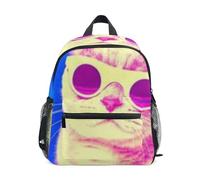 GAIREG Neón Cool Cat Bright Mochila para niños pequeños, mochilas preescolares para jardín de infantes, Neon Cool Cat Bright, 6-8 Years, Lindas mochilas