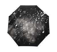 GAIREG Paraguas plegable de notas musicales blancas en la oscuridad, paraguas de viaje compacto y ligero para lluvia