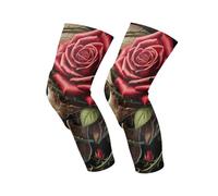 GAIREG Rodilleras para dolor de rodilla con diseño de calavera rosa vid para hombres y mujeres, 1 par de mangas de compresión para desgarro de menisco