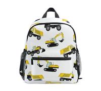 GAIREG Vehículos de construcción, mochila blanca para niños pequeños, mini mochilas preescolares con etiqueta de nombre, mochila escolar para niños, Vehículos de construcción, color blanco, 3-5 Years