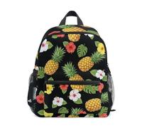 GAIREG Yellow Pineapples - Mochila colorida de hibisco para niñas y niños con etiqueta de nombre, Piñas amarillas, hibisco colorido, 3-5 Years