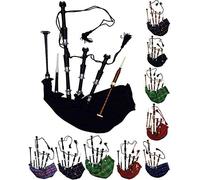 Gaita escocesa de tamaño completo con acabado de palisandro o marrón con soportes plateados lisos, libro tutor, bolsa de transporte, dron, cañas (marrón, Pride of Scotland)