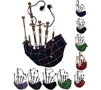 Gaita escocesa de tamaño completo con acabado de palisandro o marrón con soportes plateados lisos, libro tutor, bolsa de transporte, dron, cañas (negro, orgullo de Escocia)