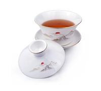 Gaiwan - Juego de tazas de té de porcelana blanca (tamaño grande, 500 ml), diseño de montaña