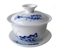 Gaiwan Porcelana China Kung Fu Sancai Bandeja Taza 4 oz Juego de Té Plato Tapa