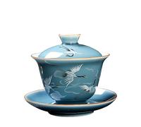 Gaiwan taza de té gaiwán tetera tazas de té chinas grúas chinas juego de té de cerámica Gaiwán Tazón de té Sancai