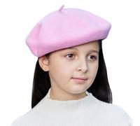 Gajaous - Boina francesa de lana para niños, estilo clásico de moda, color liso cálido, sombrero de artista para bebé niña, rosa, Talla única