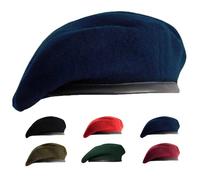 Gajaous Boinas militares británicas para hombres y mujeres, boinas militares de lana y cuero, azul marino, M