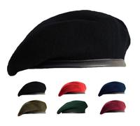 Gajaous Boinas militares británicas para hombres y mujeres, boinas militares de lana y cuero, Negro, M