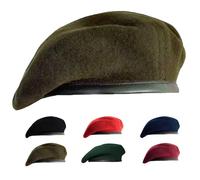 Gajaous Boinas militares británicas para hombres y mujeres, boinas militares de lana y cuero, verde, M