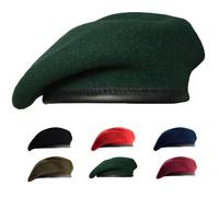 Gajaous Boinas militares británicas para hombres y mujeres, boinas militares de lana y cuero, verde oscuro, M