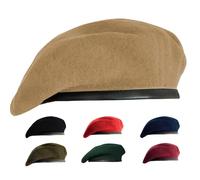 Gajaous Boinas militares británicas para hombres y mujeres, sombreros de boina del ejército de lana y cuero, caqui, M