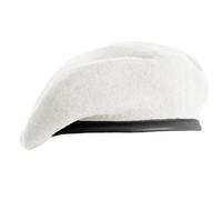 Gajaous Boinas militares británicas para hombres y mujeres, sombreros de boina del ejército de lana y cuero, blanco, Talla única