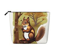 GaJher Bolsa de maquillaje de cáñamo falso de ardilla que come nueces, tu solución de un solo paquete para artículos de tocador de viaje y almacenamiento diario de cosméticos, bolsa con cremallera,