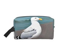 GaJher - Estuche de maquillaje de viaje grande reutilizable con estampado gaviota, organizador portátil para maquillaje, esenciales diarios, blanco, talla única, blanco, One Size, blanco, talla única