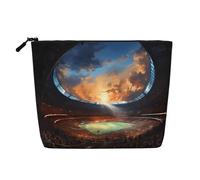 GaJher Maravilloso juego de fútbol bolsa de maquillaje de cáñamo falso, tu solución de un solo paquete para artículos de tocador de viaje y almacenamiento diario de cosméticos, bolsa con cremallera,