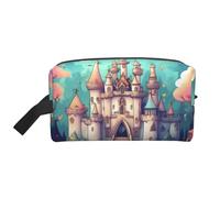 GaJher Neceser de viaje grande - Kit de aseo reutilizable con estampado clásico de castillo, organizador portátil para maquillaje, artículos esenciales diarios, color blanco, talla única, Blanco, One