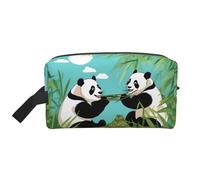 GaJher Neceser de viaje grande - Reutilizable con dos bonitos pandas grandes, kit de aseo personal, organizador portátil para maquillaje, artículos esenciales diarios, color blanco, talla única,