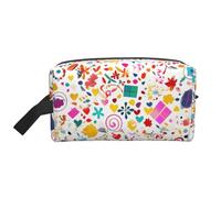 GaJher Neceser de viaje grande - Reutilizable con fondo de feliz cumpleaños, kit de aseo personal, organizador portátil para maquillaje, artículos esenciales diarios, color blanco, talla única,