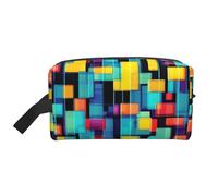 GaJher Neceser grande de viaje - Kit de aseo reutilizable con diseño de diagrama geométrico cuadrado, organizador portátil para maquillaje, artículos esenciales diarios, color blanco, talla única,