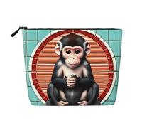 GaJher The Silent Monkey - Bolsa de maquillaje de cáñamo falso, tu solución de un solo paquete para artículos de tocador de viaje y almacenamiento diario de cosméticos, bolsa con cremallera, negro,
