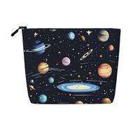 GaJher The Solar Family - Bolsa de maquillaje de cáñamo falso, tu solución de un solo paquete para artículos de tocador de viaje y almacenamiento diario de cosméticos, bolsa con cremallera, negro,