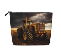 GaJher Tractor in the field - Bolsa de maquillaje de cáñamo falso, tu solución de un solo paquete para artículos de tocador de viaje y almacenamiento diario de cosméticos, bolsa con cremallera, negro,