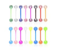 GAJUS Kit de pasadores de lengua de 16 piezas, pasadores de lengua de acero quirúrgico, varillas de pasadores de lengua, bolas surtidas, pasadores de lengua de plástico de acero quirúrgico