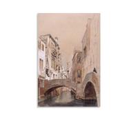 GAJUST Canal In Venice Poster Canal in Venice Painted by Eugenio Lucas Velazquez in 1868, Canvas Print Art Poster; Unframe; 20x30inch(50x75cm)