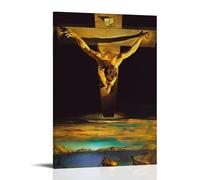 GAJUST Póster de Cristo de San Juan de la Cruz de Salvador Dalí, pintura del pintor español Salvador, póster artístico impreso en lienzo; marco; 40 x 60 cm