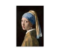 GAJUST Póster de pintura de Johannes Vermeer La mujer joven con la perla o la niña con un turbante (Het Meisje Met D, póster artístico en lienzo; sin marco; 40 x 60 cm)