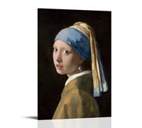 GAJUST Póster de pintura de Johannes Vermeer La mujer joven con la perla o la niña con un turbante (Het Meisje Met D, lienzo impreso; marco; 30 x 45 cm)