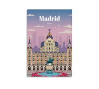 GAJUST Póster vintage de Madrid, arte en lienzo; sin marco, 12 x 18 pulgadas