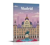 GAJUST Póster vintage de viaje a Madrid, póster de arte impreso en lienzo; marco; 12 x 18 pulgadas (30 x 45 cm)