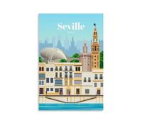 GAJUST Póster vintage de viaje a Sevilla, póster de arte impreso en lienzo; sin marco; 12 x 18 pulgadas (30 x 45 cm)