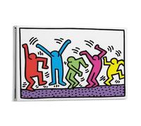 GAJUYL Keith Haring - Póster de arte pop sin título (danza) para pared, lienzo impreso, póster artístico para decoración del hogar, marco; 60 x 90 cm