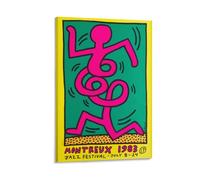GAJUYL Keith Haring Póster Pop Art Montreux 1983, (17) Festival de Jazz - Arte de pared del 8 al 24 de julio, lienzo impreso, póster artístico para decoración del hogar, marco; 16 x 24 pulgadas (40 x