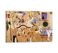 GAJUYL Póster de pintura famosa de Joan Miro el Carnaval del Arlequín, póster artístico impreso en lienzo, pintura para decoración del hogar; marco; 16 x 24 pulgadas (40 x 60 cm)