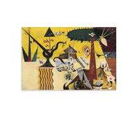 GAJUYL Póster de pintura famosa de Joan Miró The Tilled Field, póster artístico impreso en lienzo, pintura para decoración del hogar; sin marco; 60 x 90 cm