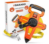 Gakago Cinta Métrica 50m - Enrollable de 3 Pliegues Con Palanca de Plegado - Mango Ergonómico y Antideslizante - Rollo Con Punta Marcadora