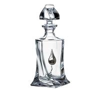 Gala&K | Botella de cristal | Decantador | Para whisky o licor | Aplique bilaminado | Caja estándar | Colección QUADRO-GOTA | 10x10x25,1 cm.