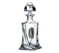 Gala&K | Botella de cristal | Decantador | Para whisky o licor | Aplique bilaminado | Caja estándar | Colección QUADRO-ELIPSE | 10x10x25,1 cm.