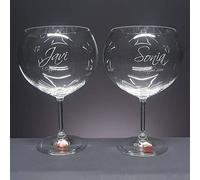 Gala&K | Set de 2 copas de cristal para gin tonic | Para novios | Bodas de plata/oro | Aniversarios | Colección GIN TONIC-GRABADO | Grabación personalizada.