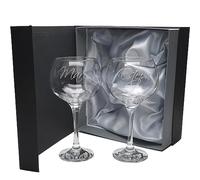 Gala&K | Set de 2 copas de cristal para gin tonic | Para novios | Bodas de plata/oro | Aniversarios | Colección COMBY-GRABADO | Grabación personalizada.