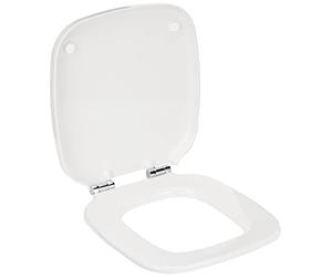Gala Universal - Tapa y Asiento Amortiguado Inodoro - Forma Ovalada - Cierre Suave - Incluye Kit Fijación - Bisagras Acero Inoxidable - Fácil Limpieza - Color Blanco