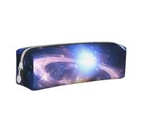 Galactic Blue Sky - Estuche cilíndrico portátil con cremallera de piel para cosméticos, White, Talla única, Mochila escolar