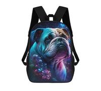 Galactic Bulldog with Flowers -3 Mochilas Impresas En 3D Para Niños 17inch Mochilas De Moda Informales Para El Día A Día, Bolsas De Viaje, Mochilas Informales Para Exteriores Para Niños Y Niñas